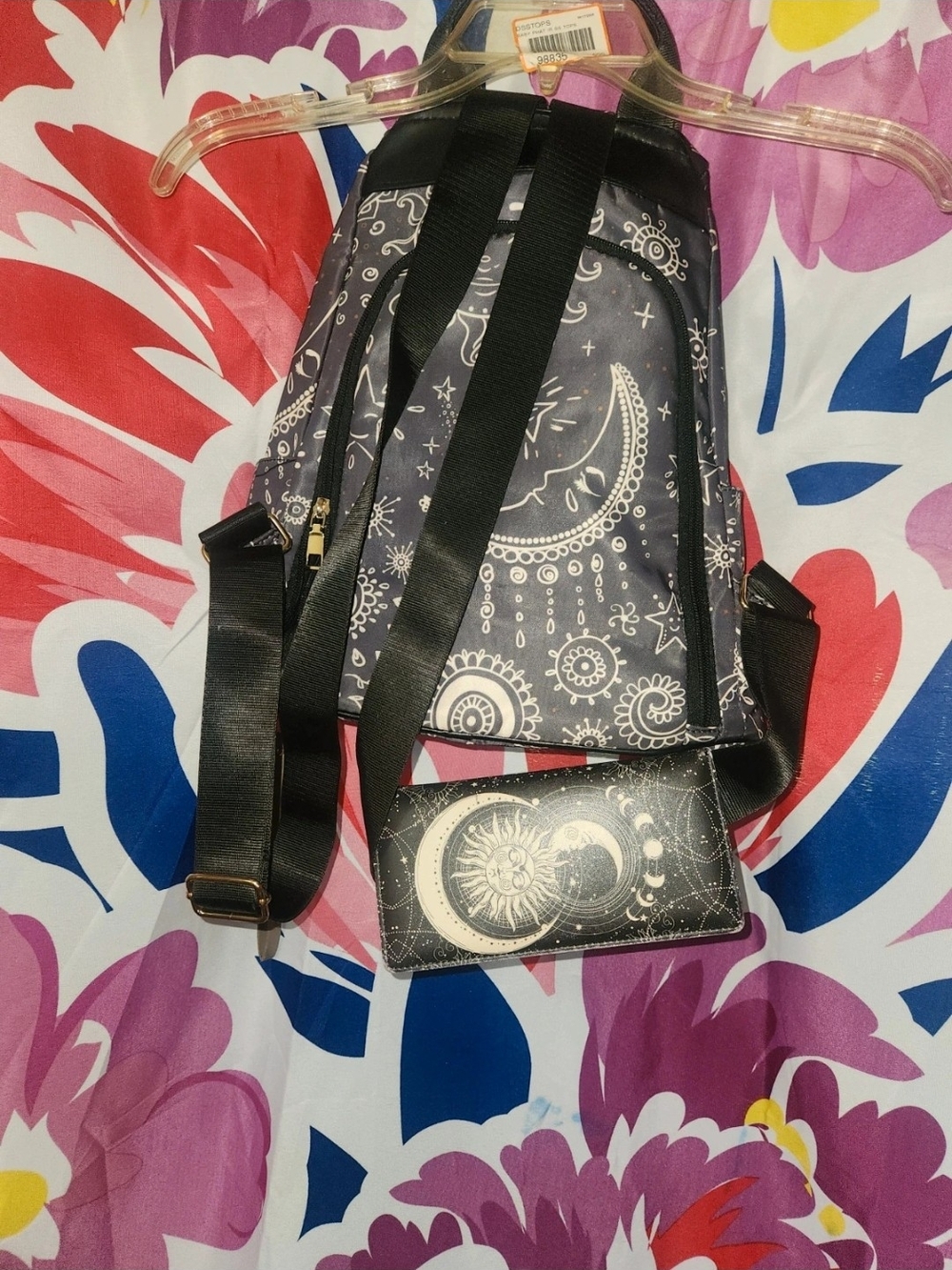 Source Unknown Black Celestial Print Women’s Backpack with Matching Wallet